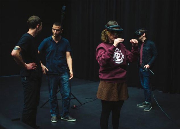 People wearing VR headsets