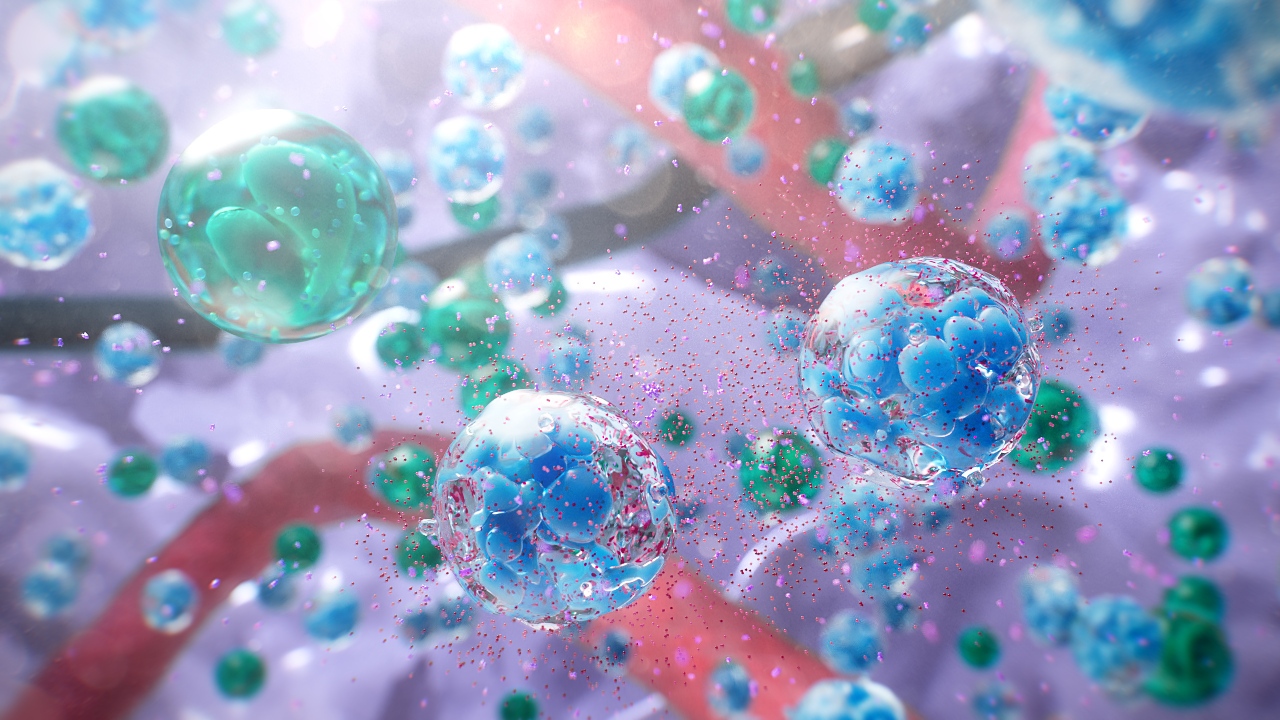 3D medical animation showing immune cells for biotech corporate comms