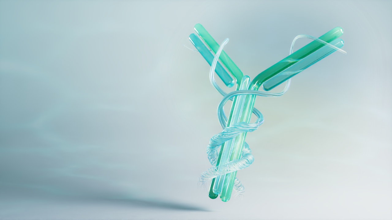 scientific animation showing antibody for biotech social media