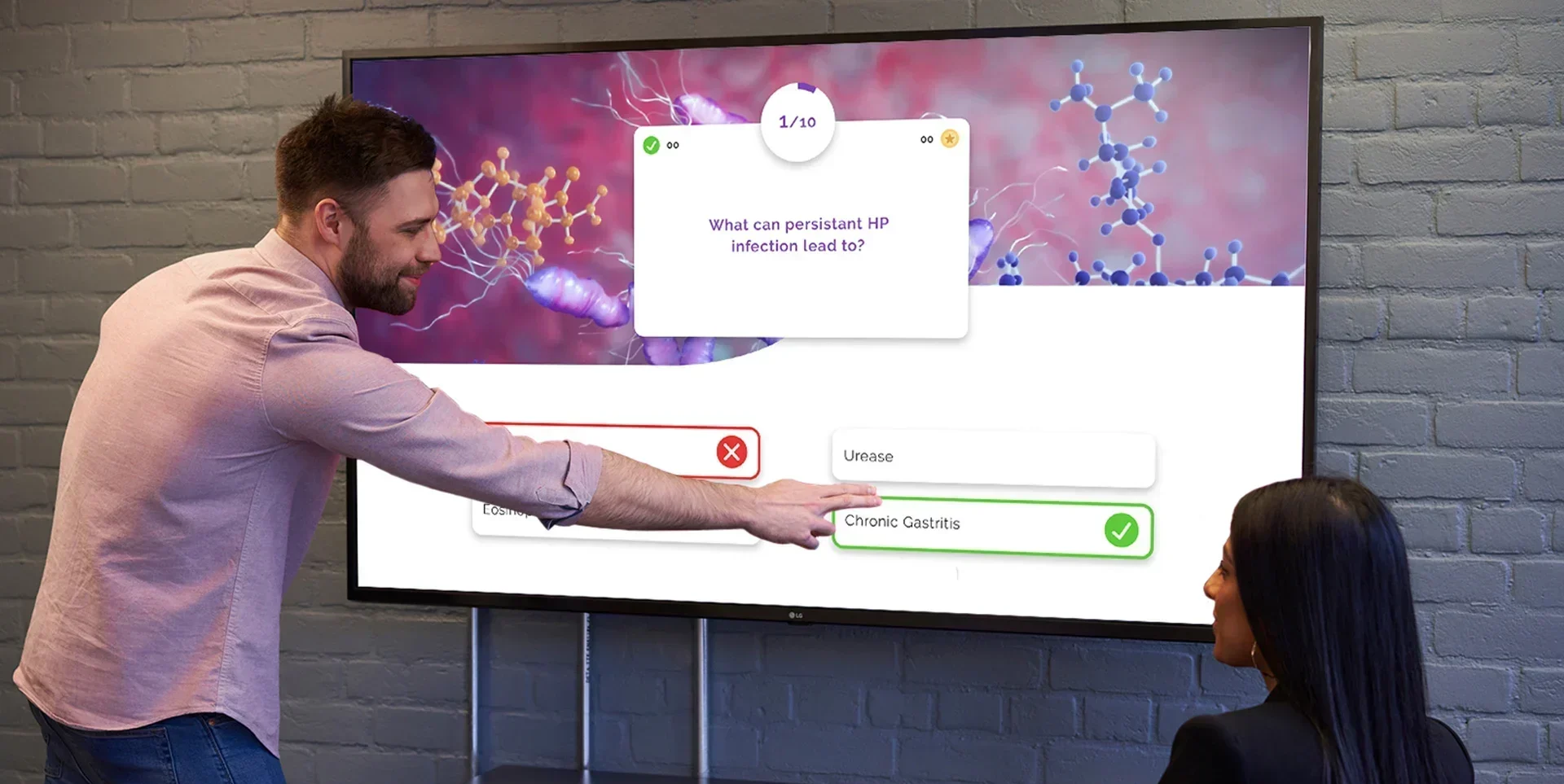 interactive scientific touchscreen experience of quiz