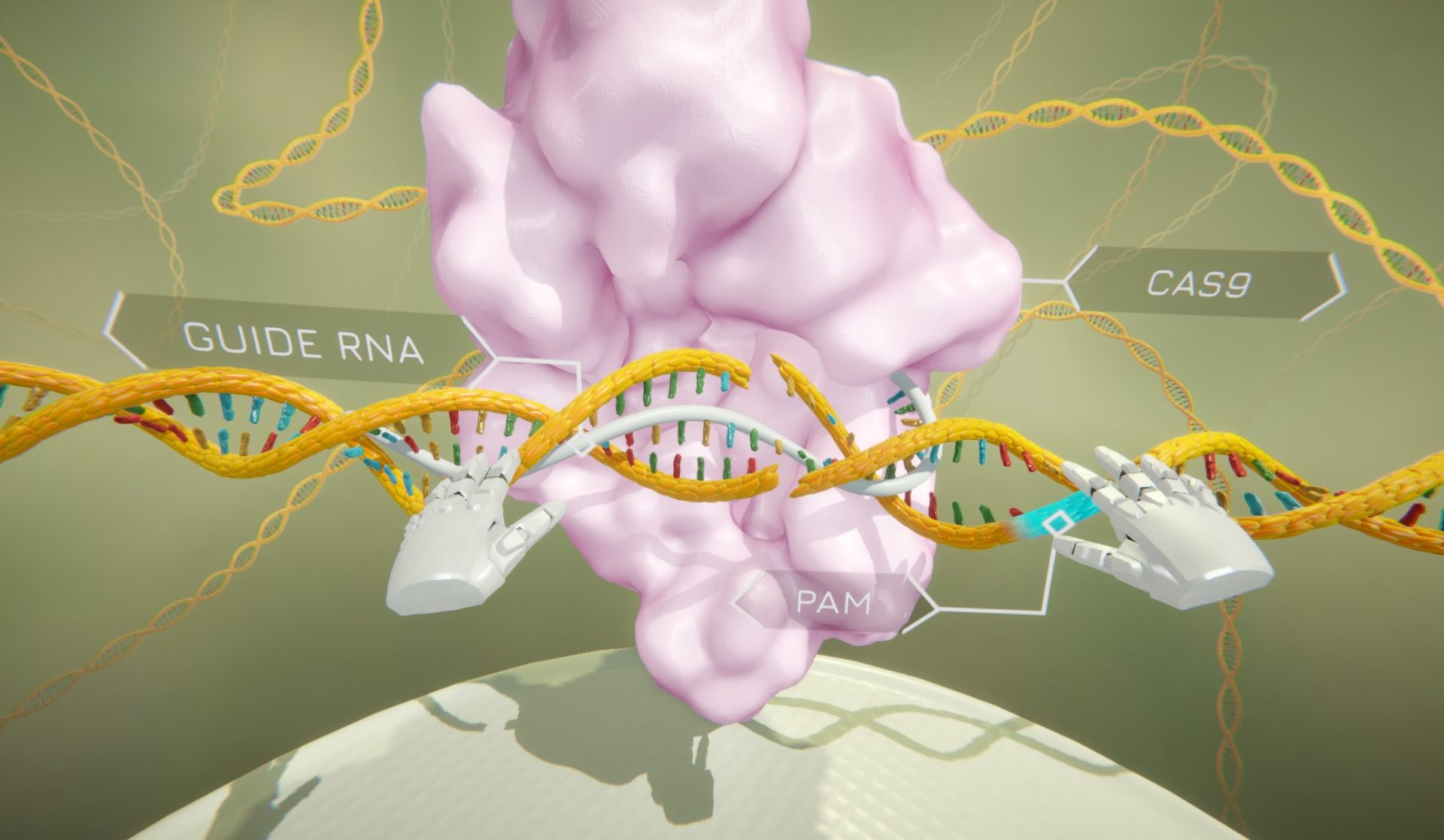 Virtual reality 3D model of gene editing designed by Random42