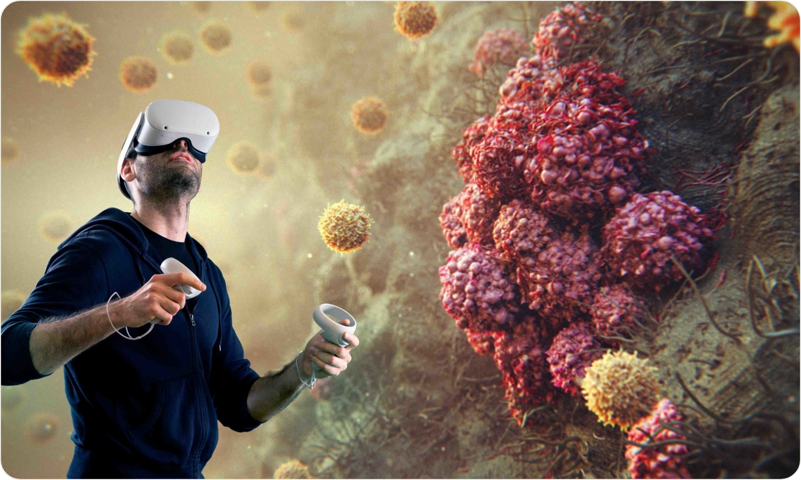 Overlay of VR Experience on 3D model background designed by Random42